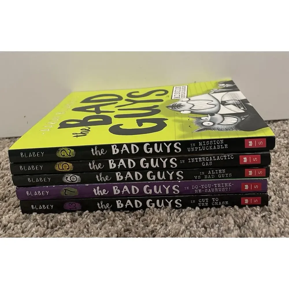 The Bad Guys Book Lot of 5 PB Aaron Blabey Scholastic Illustrated 2, 5, 6, 7, 13